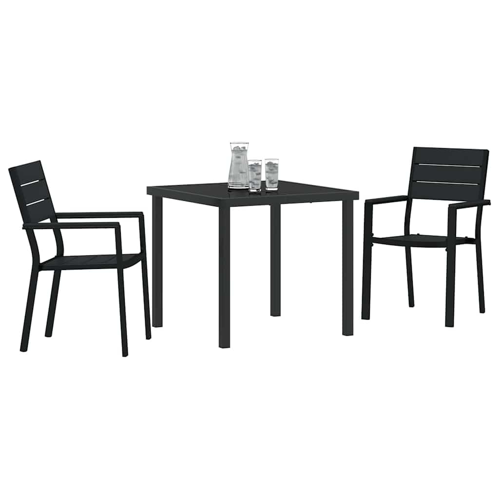 Tuin eettafelset 3 pcs Zwart Gepoedercoat staal – afbeelding 3