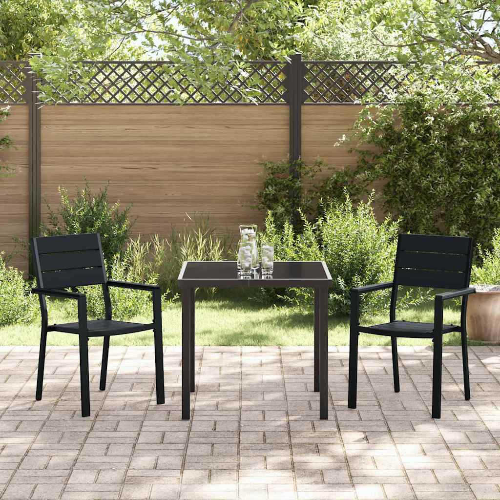 Tuin eettafelset 3 pcs Zwart Gepoedercoat staal – afbeelding 4