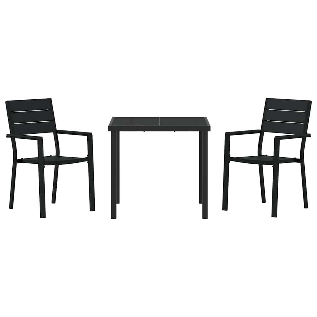 Tuin eettafelset 3 pcs Zwart Gepoedercoat staal – afbeelding 7