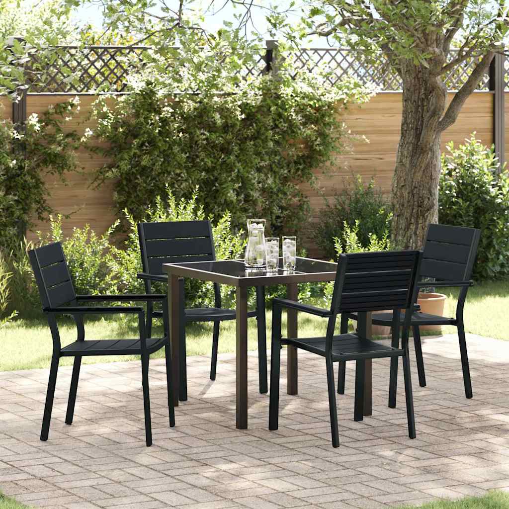 Tuin eettafelset 5 pcs Zwart Gepoedercoat staal – afbeelding 1