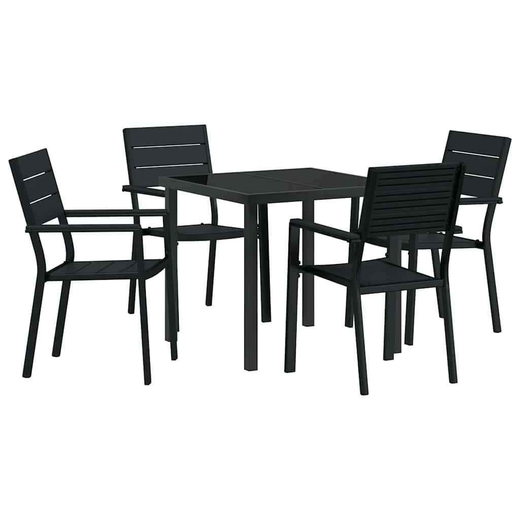 Tuin eettafelset 5 pcs Zwart Gepoedercoat staal – afbeelding 2
