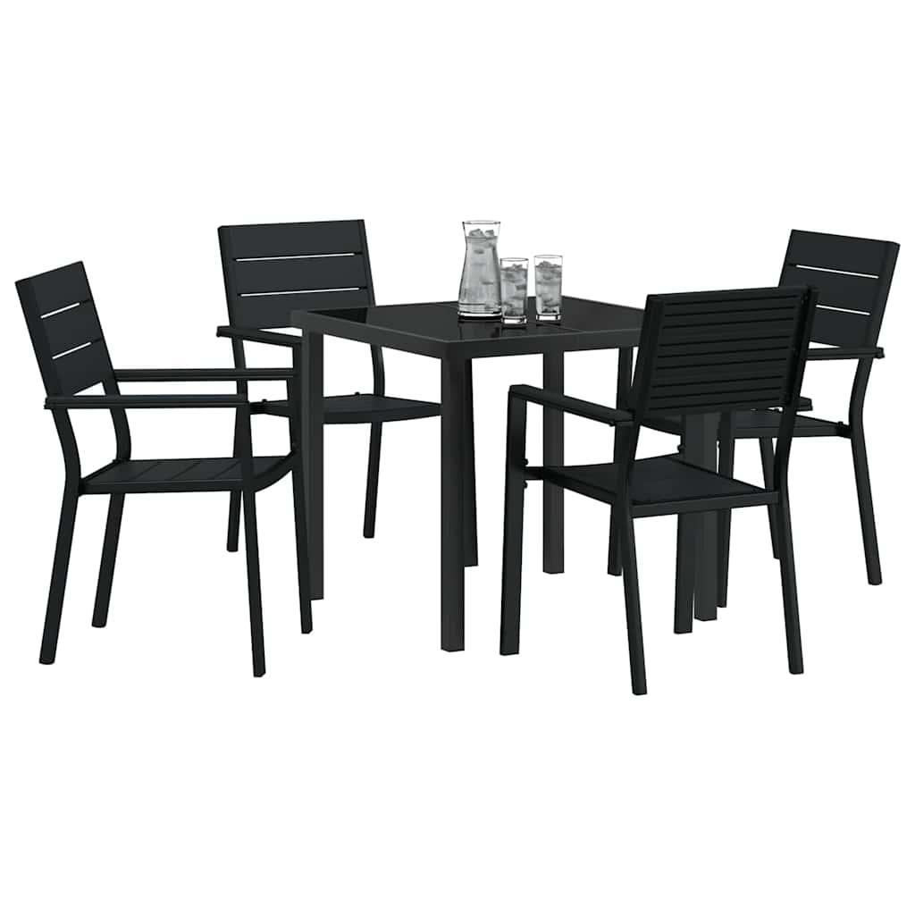 Tuin eettafelset 5 pcs Zwart Gepoedercoat staal – afbeelding 3