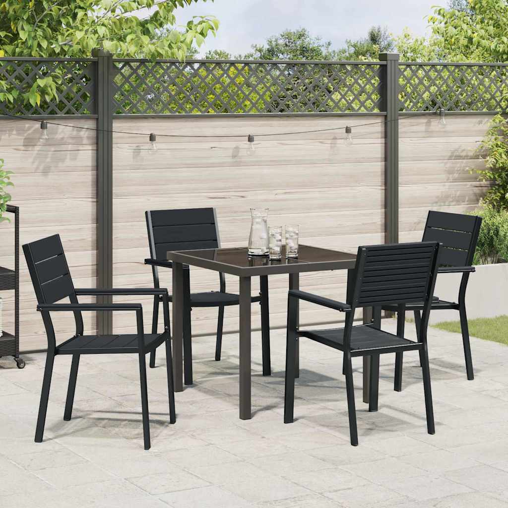 Tuin eettafelset 5 pcs Zwart Gepoedercoat staal – afbeelding 4