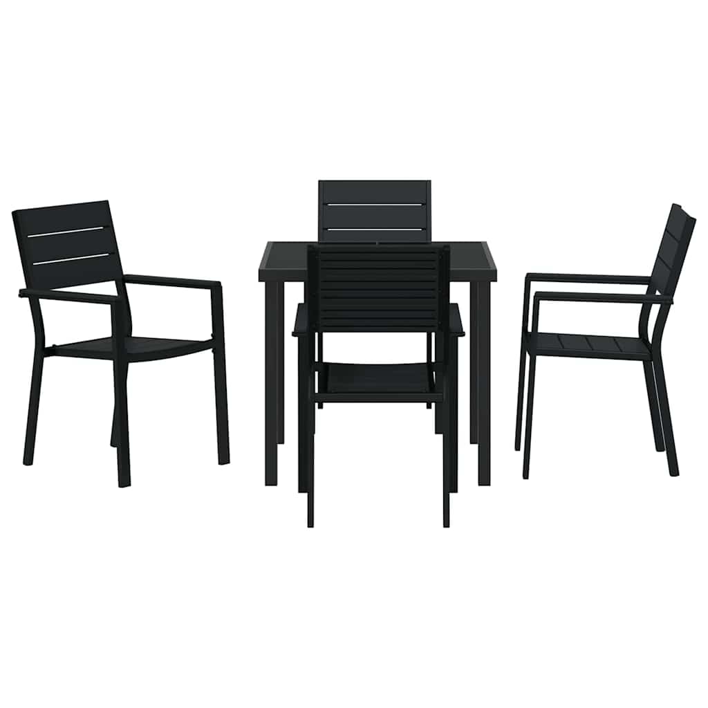 Tuin eettafelset 5 pcs Zwart Gepoedercoat staal – afbeelding 7
