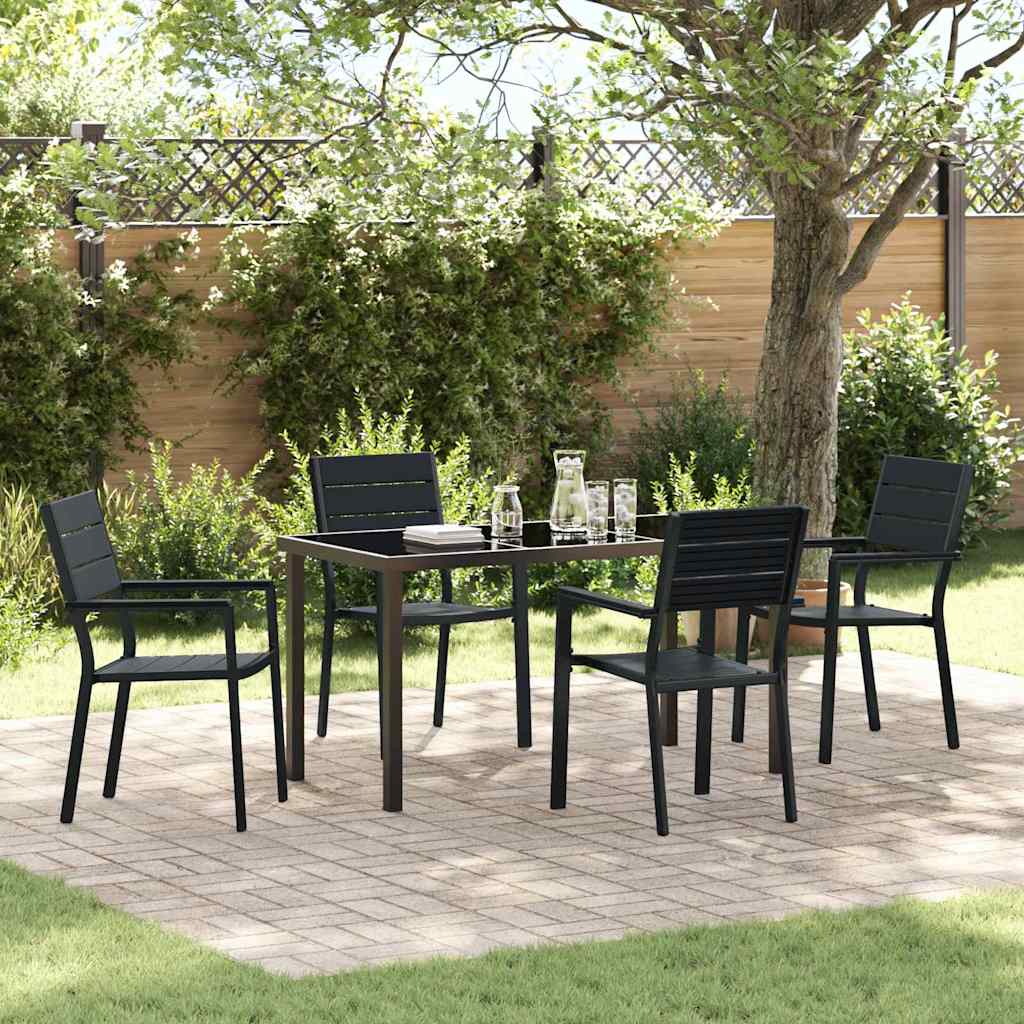 Tuin eettafelset 5 pcs Zwart Gepoedercoat staal – afbeelding 1