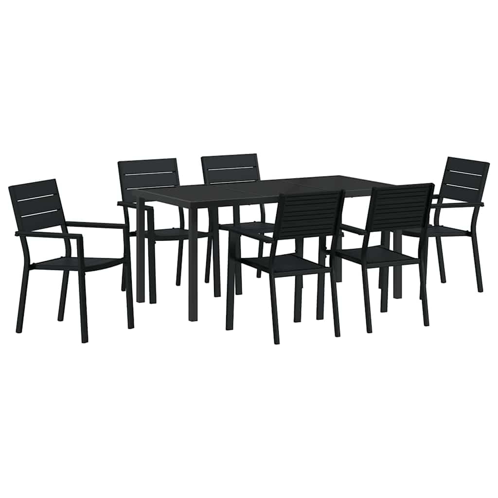 Tuin eettafelset 7 pcs Zwart Gepoedercoat staal – afbeelding 2