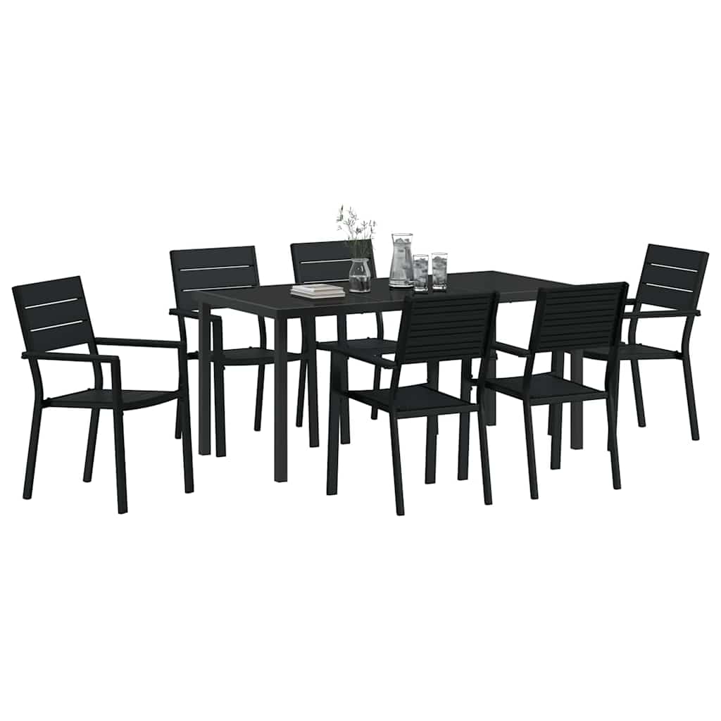 Tuin eettafelset 7 pcs Zwart Gepoedercoat staal – afbeelding 3