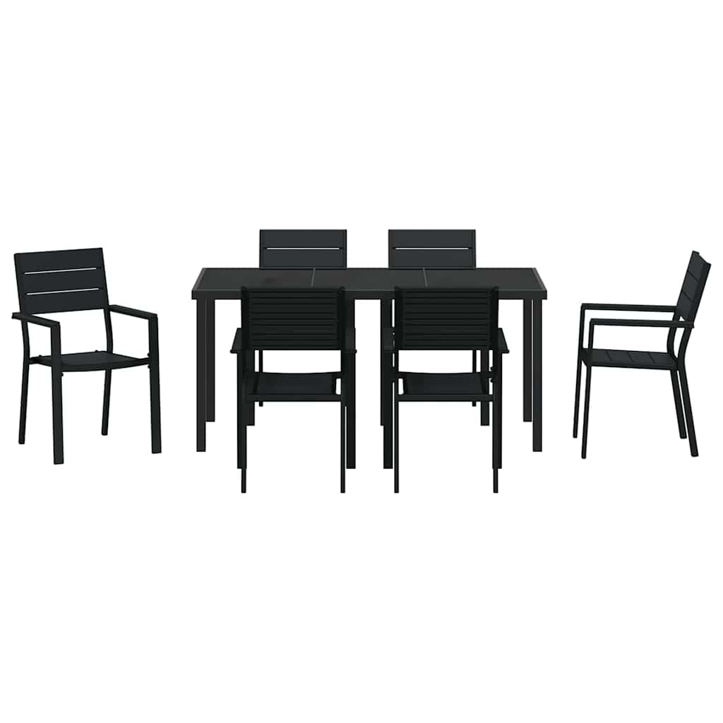 Tuin eettafelset 7 pcs Zwart Gepoedercoat staal – afbeelding 7