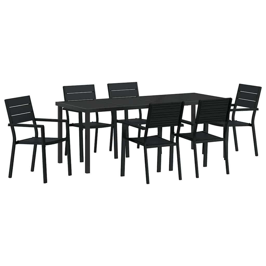 Tuin eettafelset 7 pcs Zwart Gepoedercoat staal – afbeelding 2