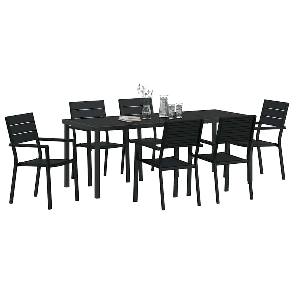 Tuin eettafelset 7 pcs Zwart Gepoedercoat staal – afbeelding 3