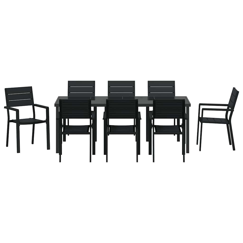 Tuin eettafelset 9 pcs Zwart Gepoedercoat staal – afbeelding 7