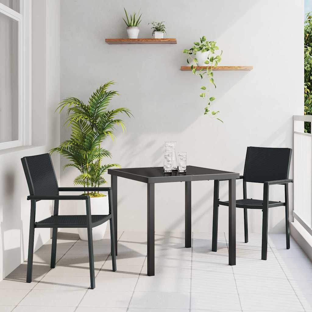 Tuin eettafelset 3 pcs Zwart Gepoedercoat staal – afbeelding 1