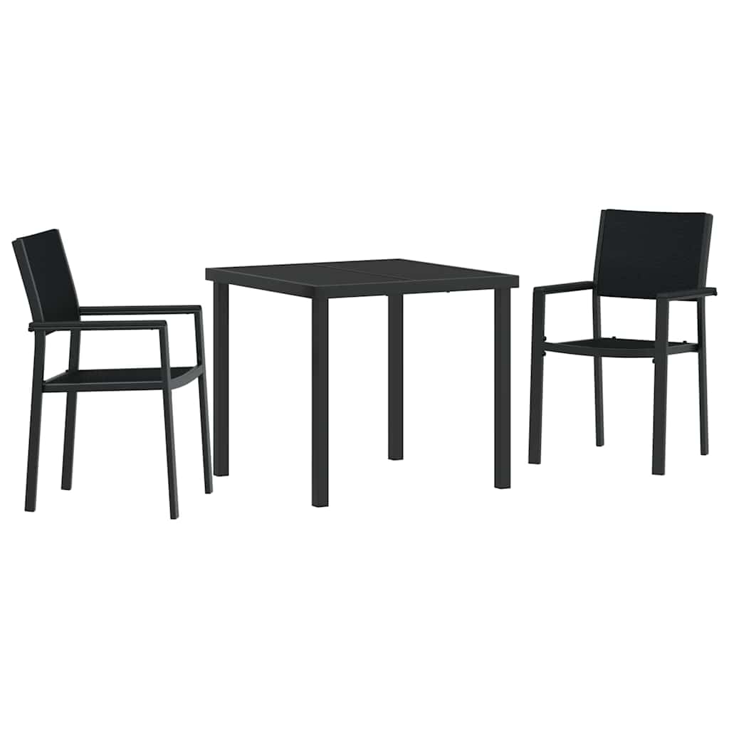 Tuin eettafelset 3 pcs Zwart Gepoedercoat staal – afbeelding 2
