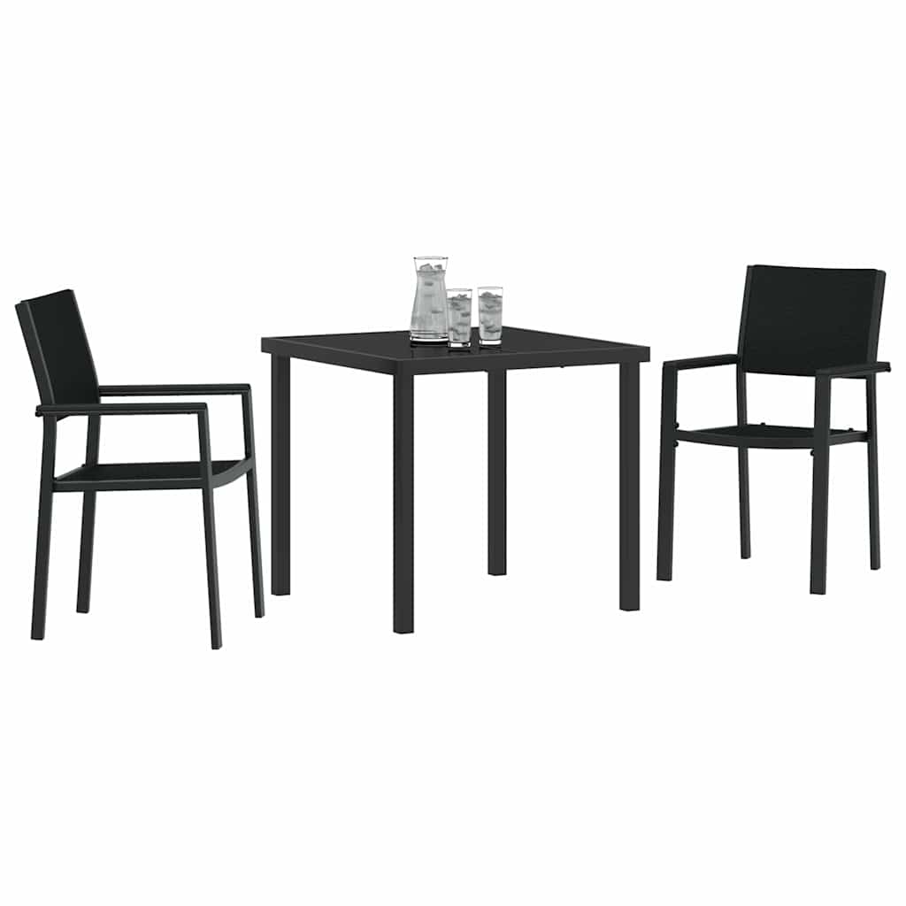 Tuin eettafelset 3 pcs Zwart Gepoedercoat staal – afbeelding 3
