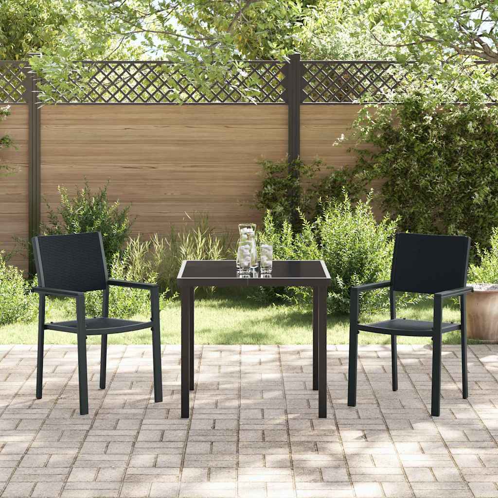 Tuin eettafelset 3 pcs Zwart Gepoedercoat staal – afbeelding 4