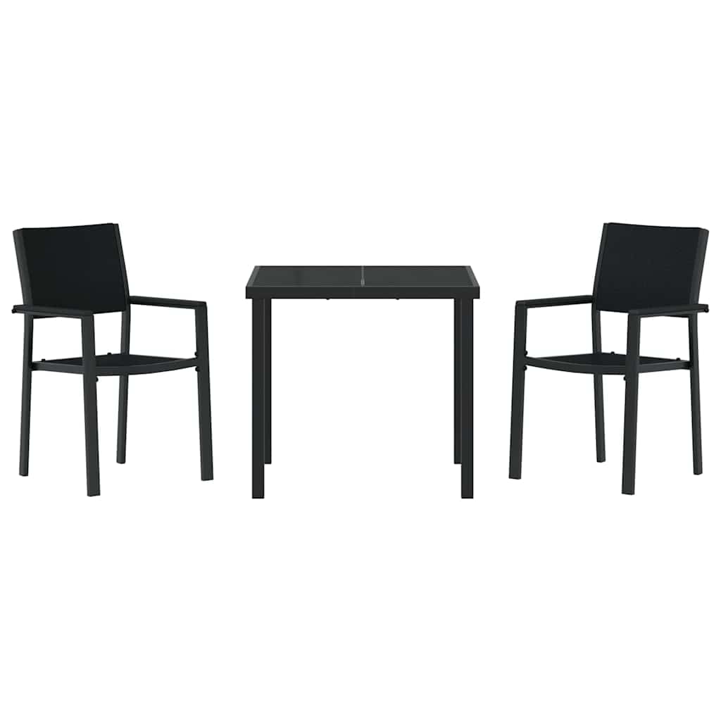 Tuin eettafelset 3 pcs Zwart Gepoedercoat staal – afbeelding 7