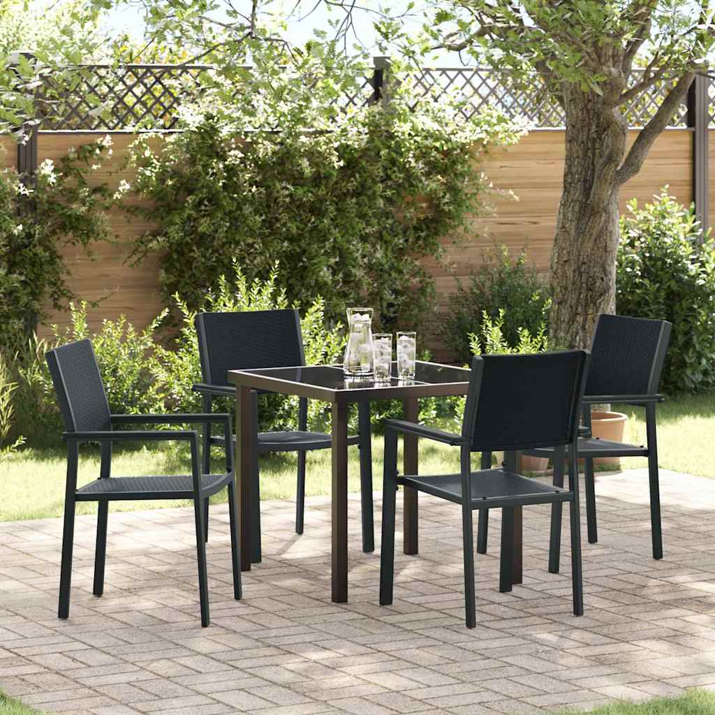 Tuin eettafelset 5 pcs Zwart Gepoedercoat staal – afbeelding 1