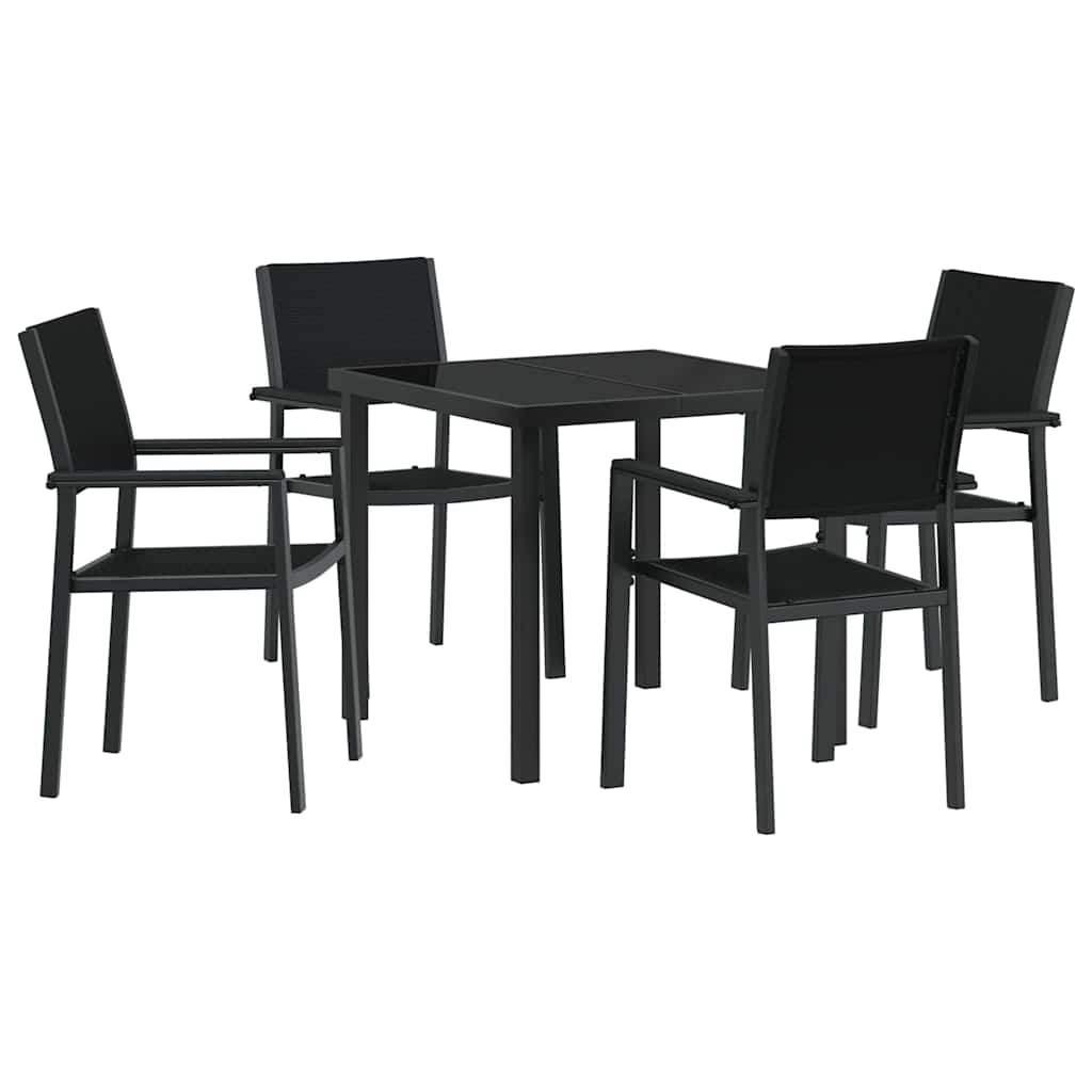 Tuin eettafelset 5 pcs Zwart Gepoedercoat staal – afbeelding 2