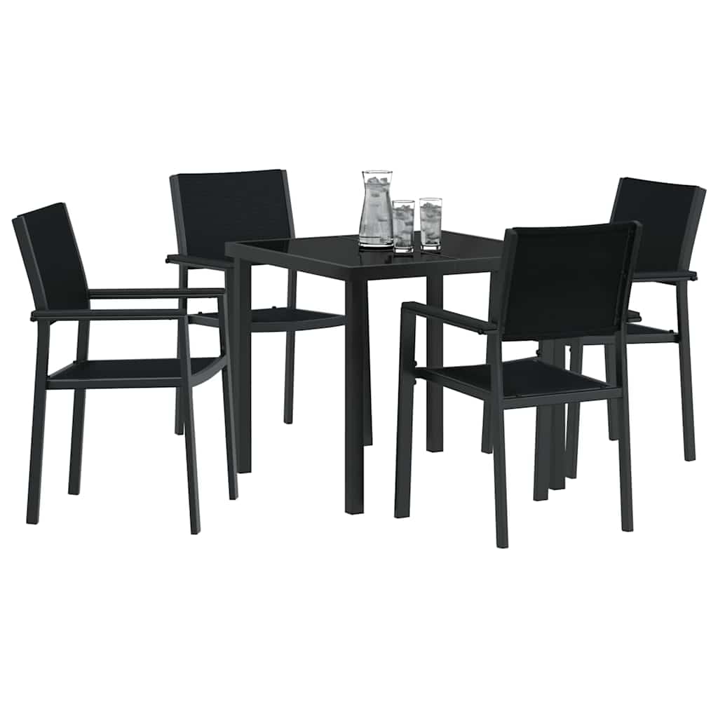 Tuin eettafelset 5 pcs Zwart Gepoedercoat staal – afbeelding 3