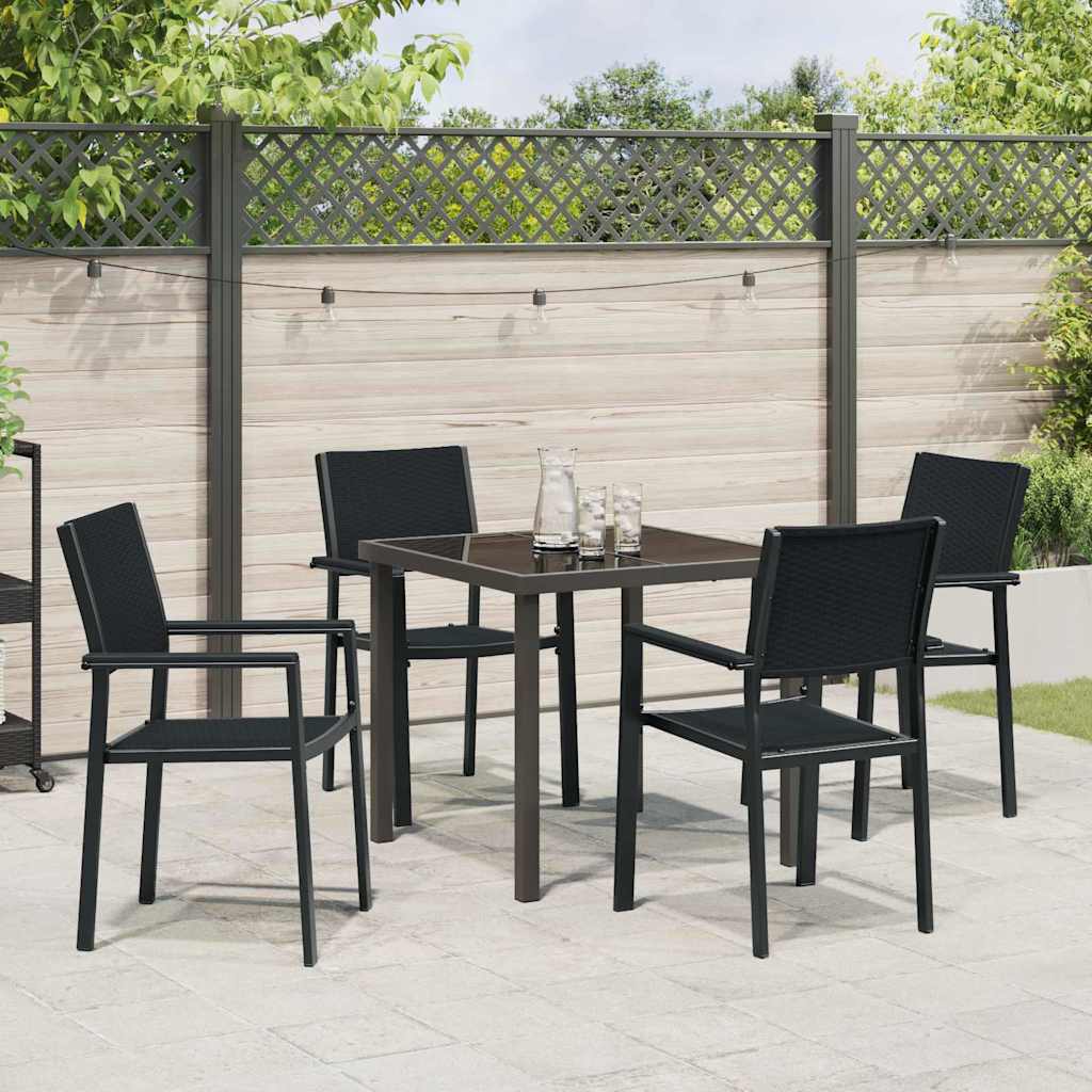 Tuin eettafelset 5 pcs Zwart Gepoedercoat staal – afbeelding 4