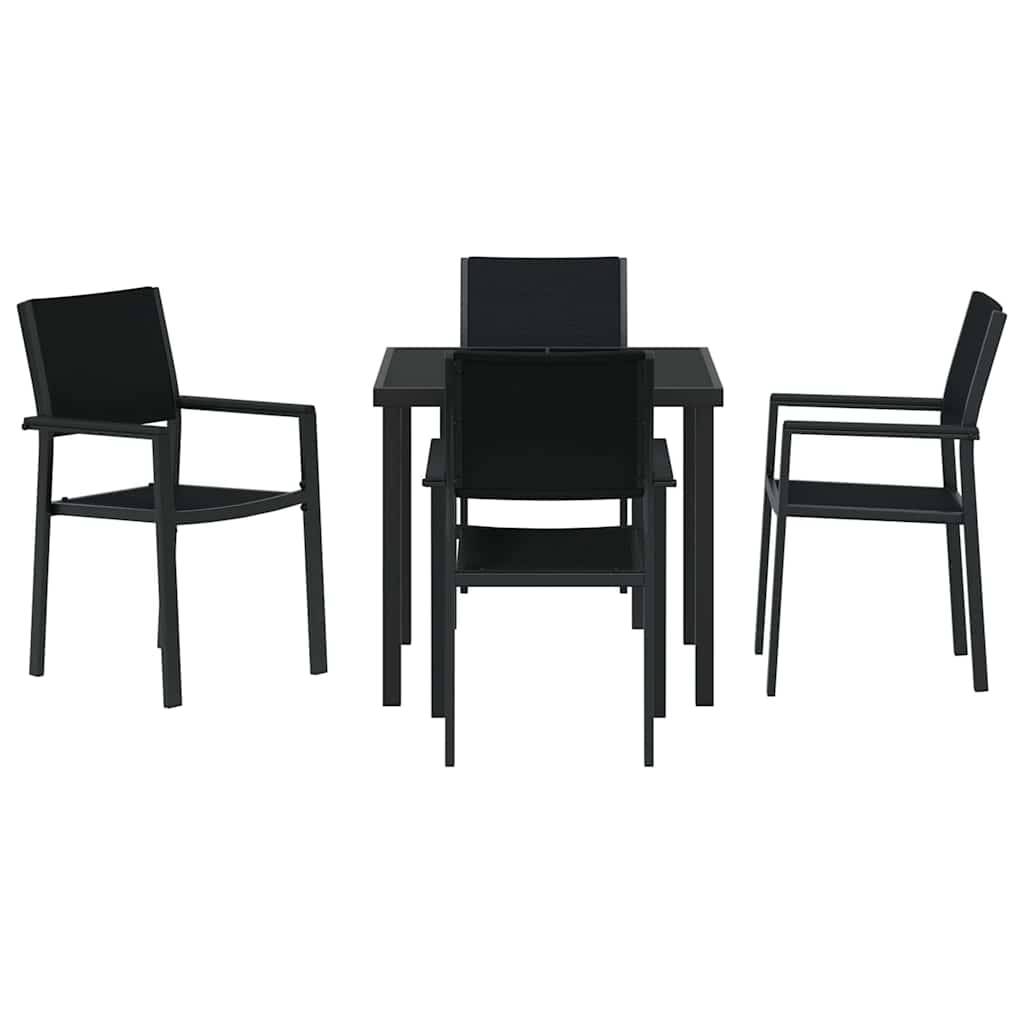 Tuin eettafelset 5 pcs Zwart Gepoedercoat staal – afbeelding 7