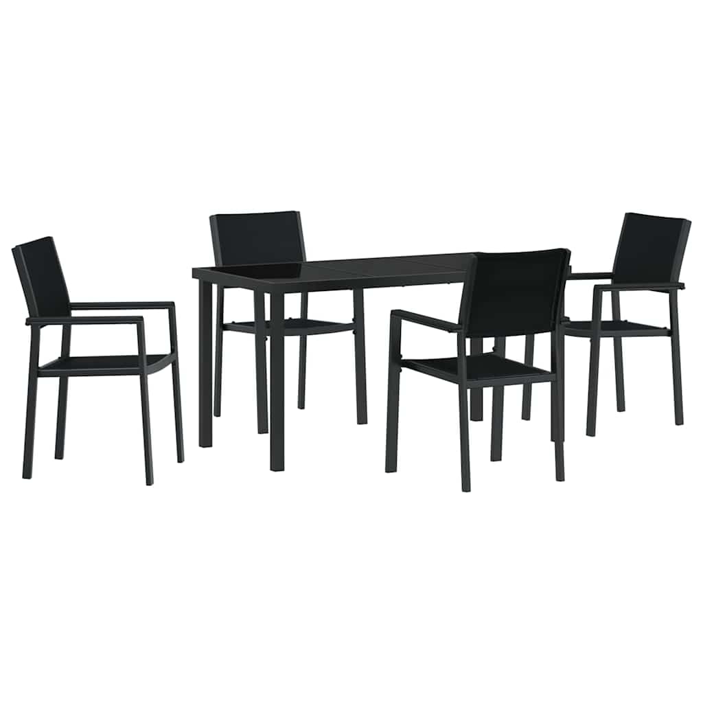 Tuin eettafelset 5 pcs Zwart Gepoedercoat staal – afbeelding 2