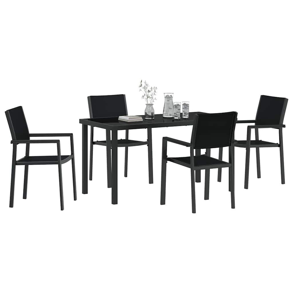 Tuin eettafelset 5 pcs Zwart Gepoedercoat staal – afbeelding 3