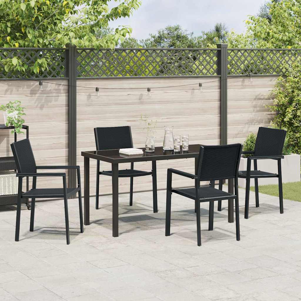 Tuin eettafelset 5 pcs Zwart Gepoedercoat staal – afbeelding 4