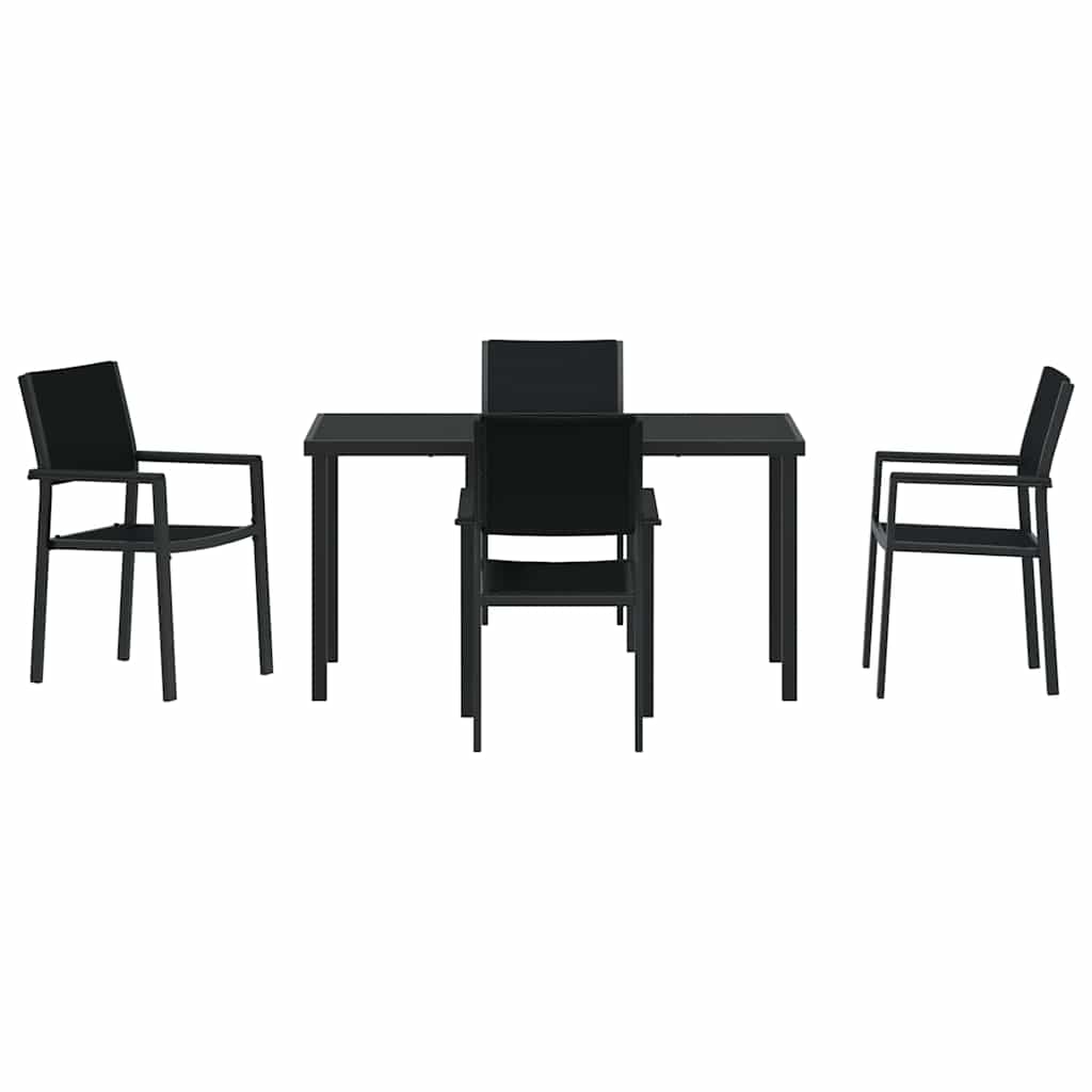 Tuin eettafelset 5 pcs Zwart Gepoedercoat staal – afbeelding 7