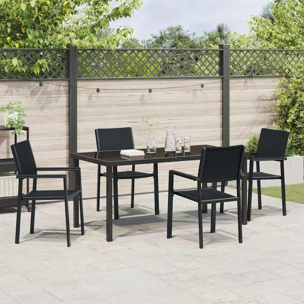 Tuin eettafelset 5 pcs Zwart Gepoedercoat staal – afbeelding 4