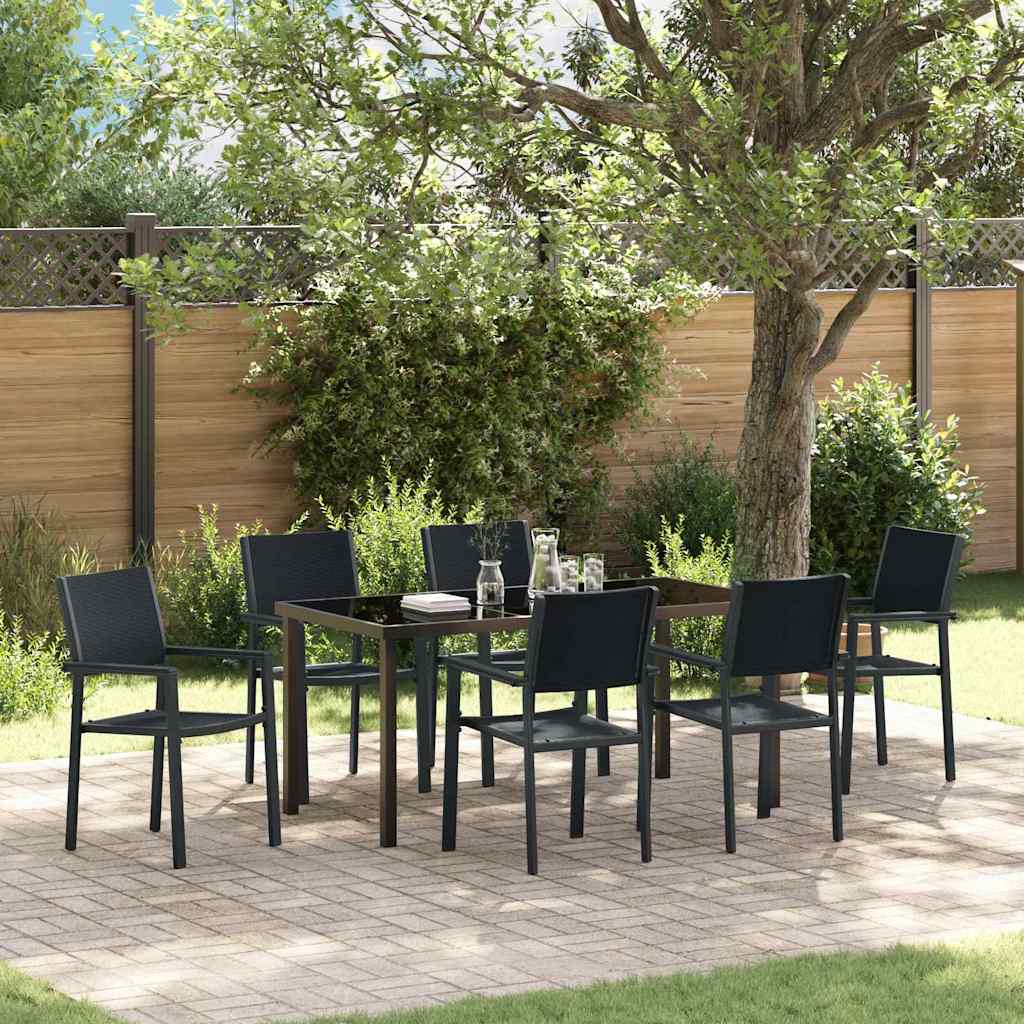 Tuin eettafelset 7 pcs Zwart Gepoedercoat staal – afbeelding 1