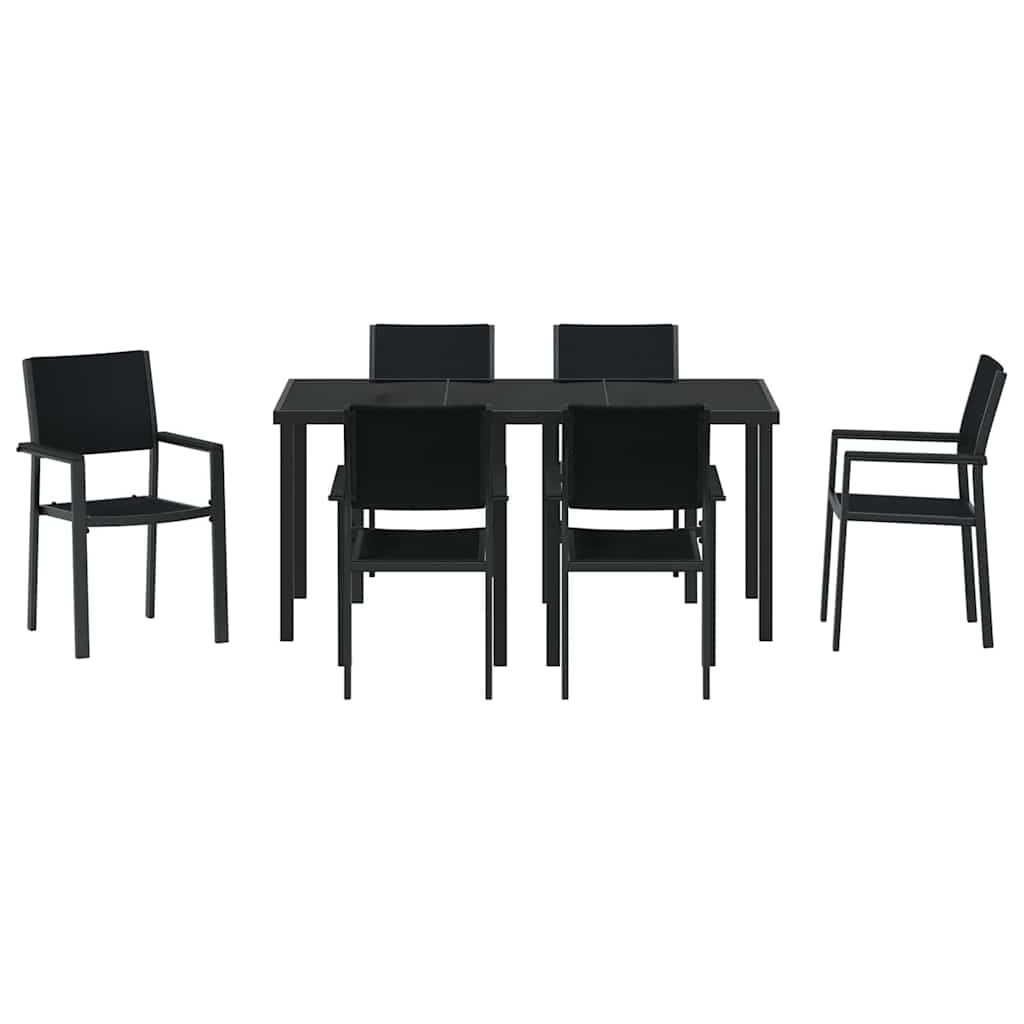 Tuin eettafelset 7 pcs Zwart Gepoedercoat staal – afbeelding 7