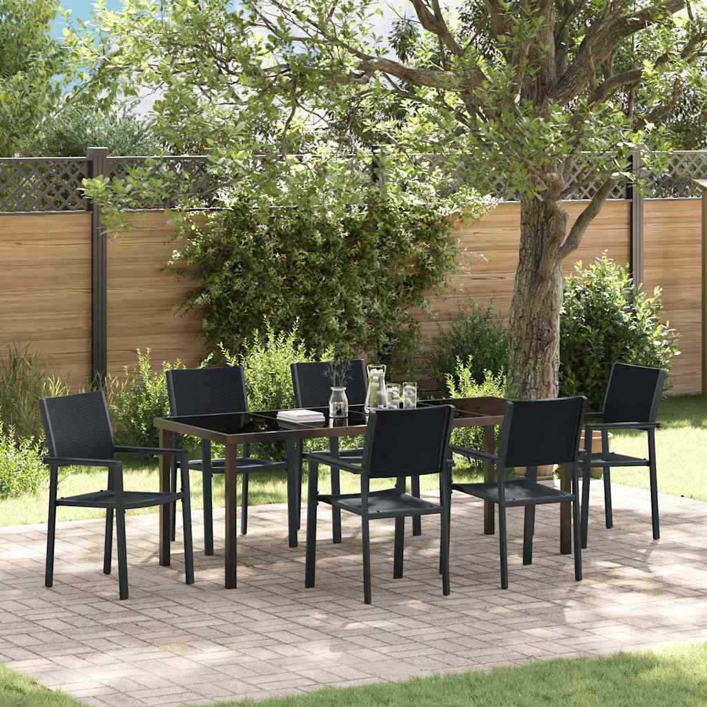 Tuin eettafelset 7 pcs Zwart Gepoedercoat staal – afbeelding 1