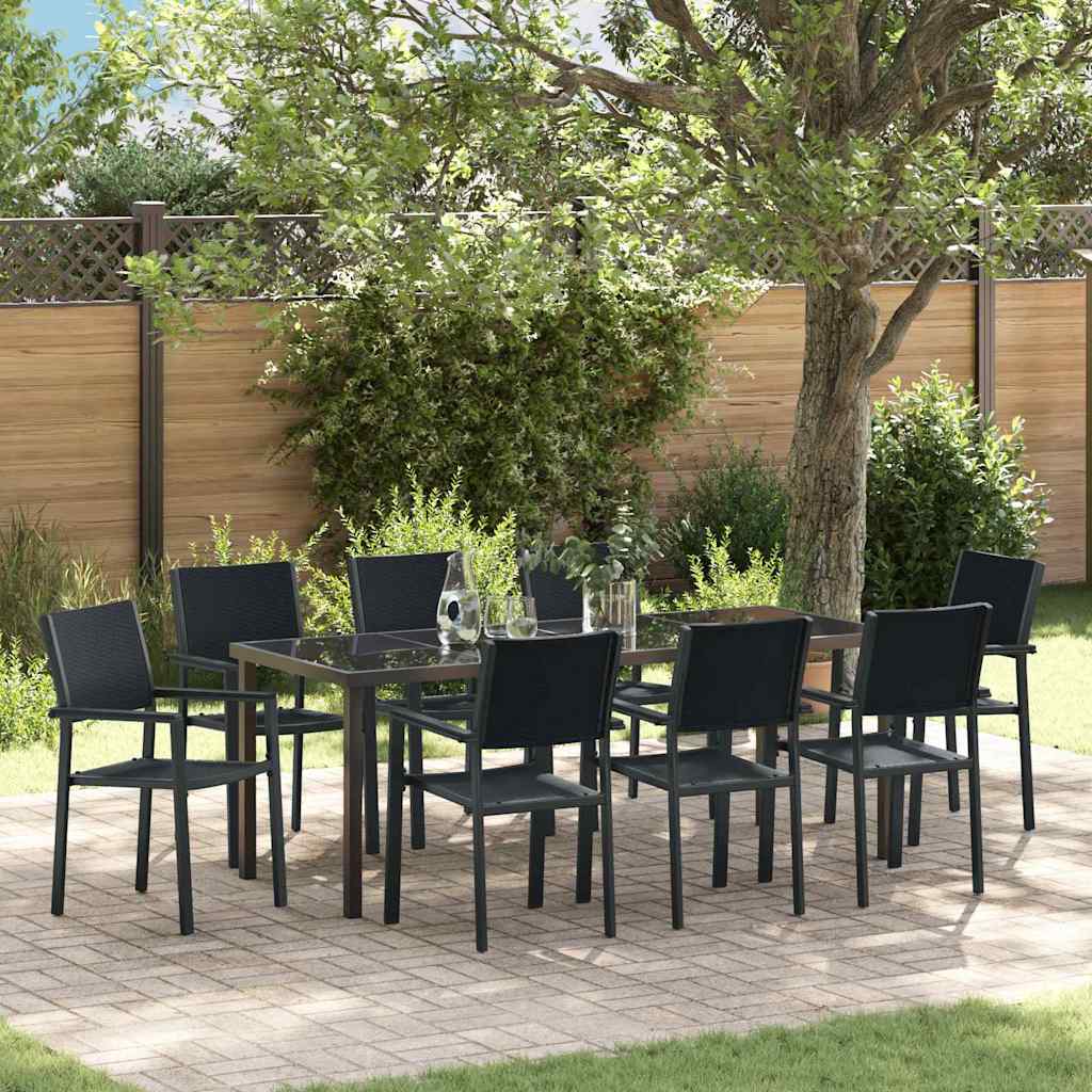Tuin eettafelset 9 pcs Zwart Gepoedercoat staal – afbeelding 1