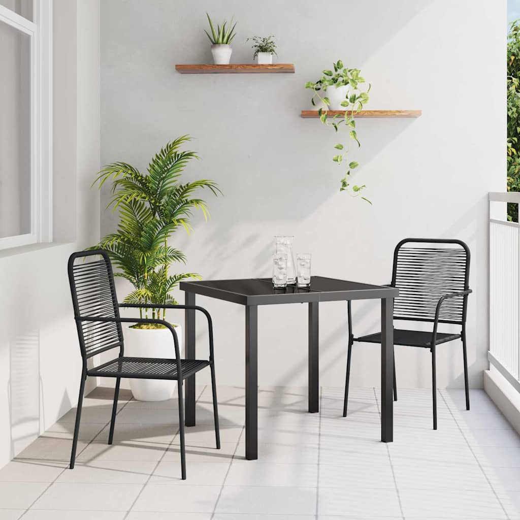 Tuin eettafelset 3 pcs Zwart Gepoedercoat staal – afbeelding 1