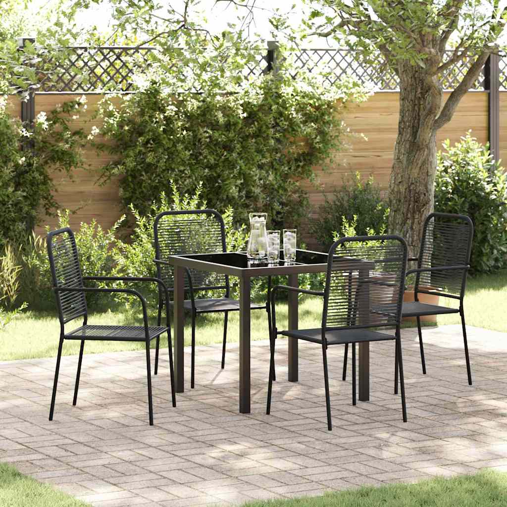 Tuin eettafelset 5 pcs Zwart Gepoedercoat staal – afbeelding 1