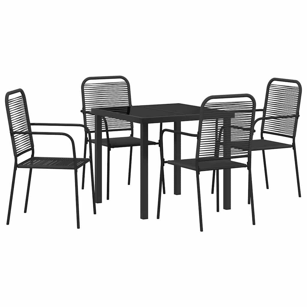 Tuin eettafelset 5 pcs Zwart Gepoedercoat staal – afbeelding 2