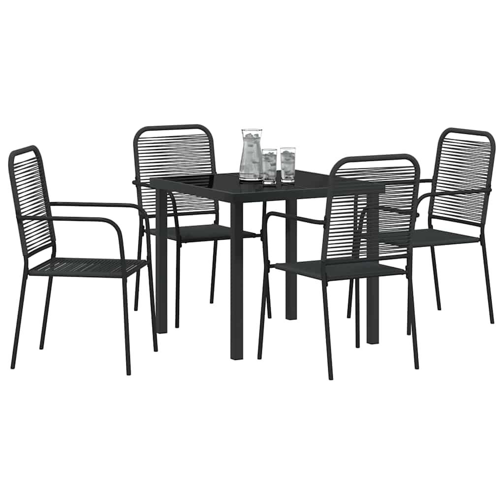 Tuin eettafelset 5 pcs Zwart Gepoedercoat staal – afbeelding 3