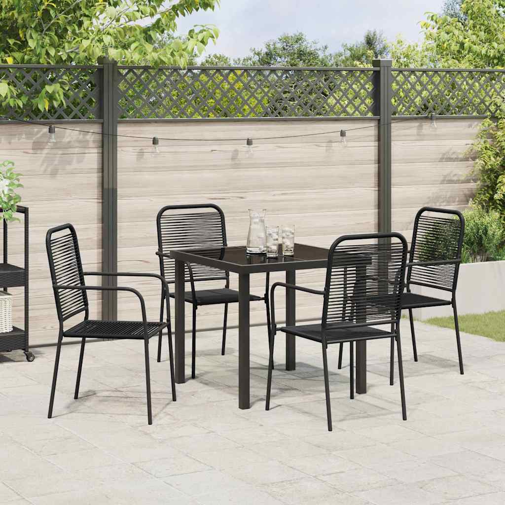 Tuin eettafelset 5 pcs Zwart Gepoedercoat staal – afbeelding 4