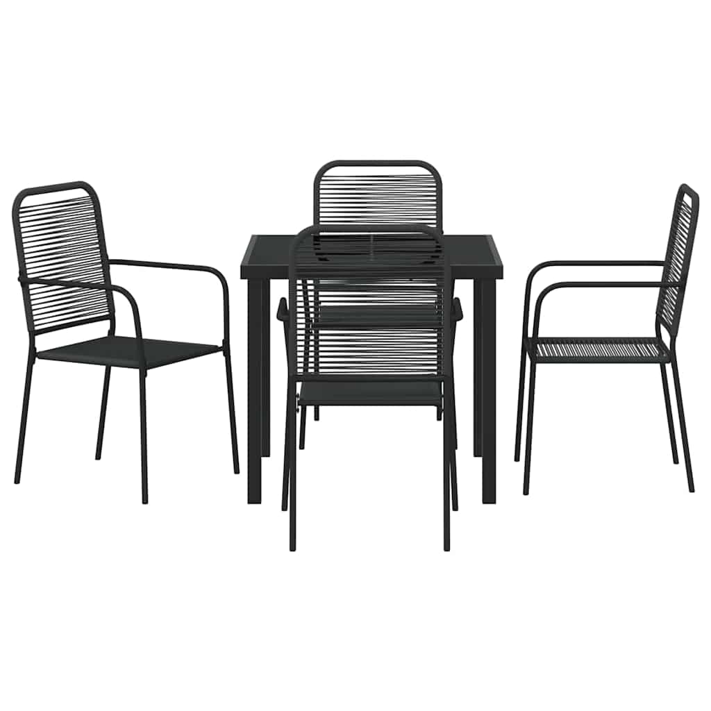 Tuin eettafelset 5 pcs Zwart Gepoedercoat staal – afbeelding 7