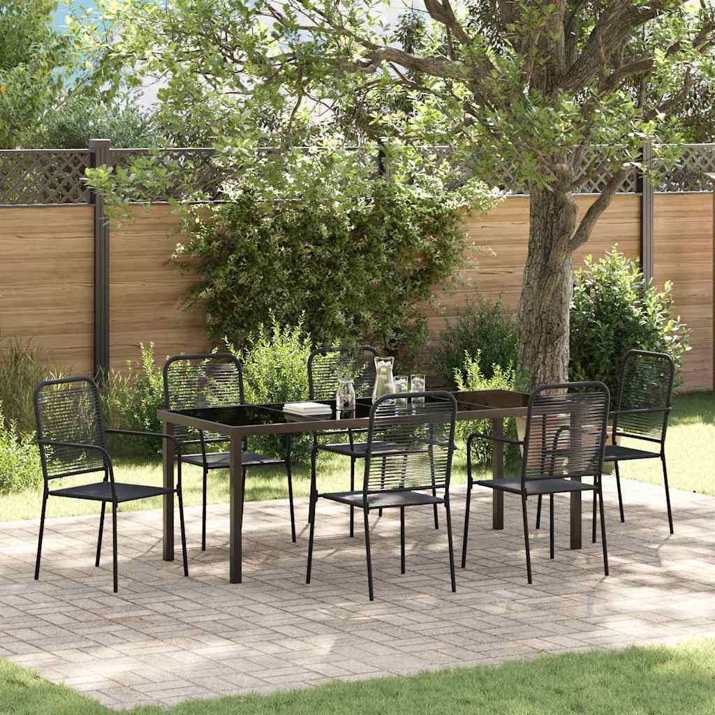 Tuin eettafelset 7 pcs Zwart Gepoedercoat staal – afbeelding 1