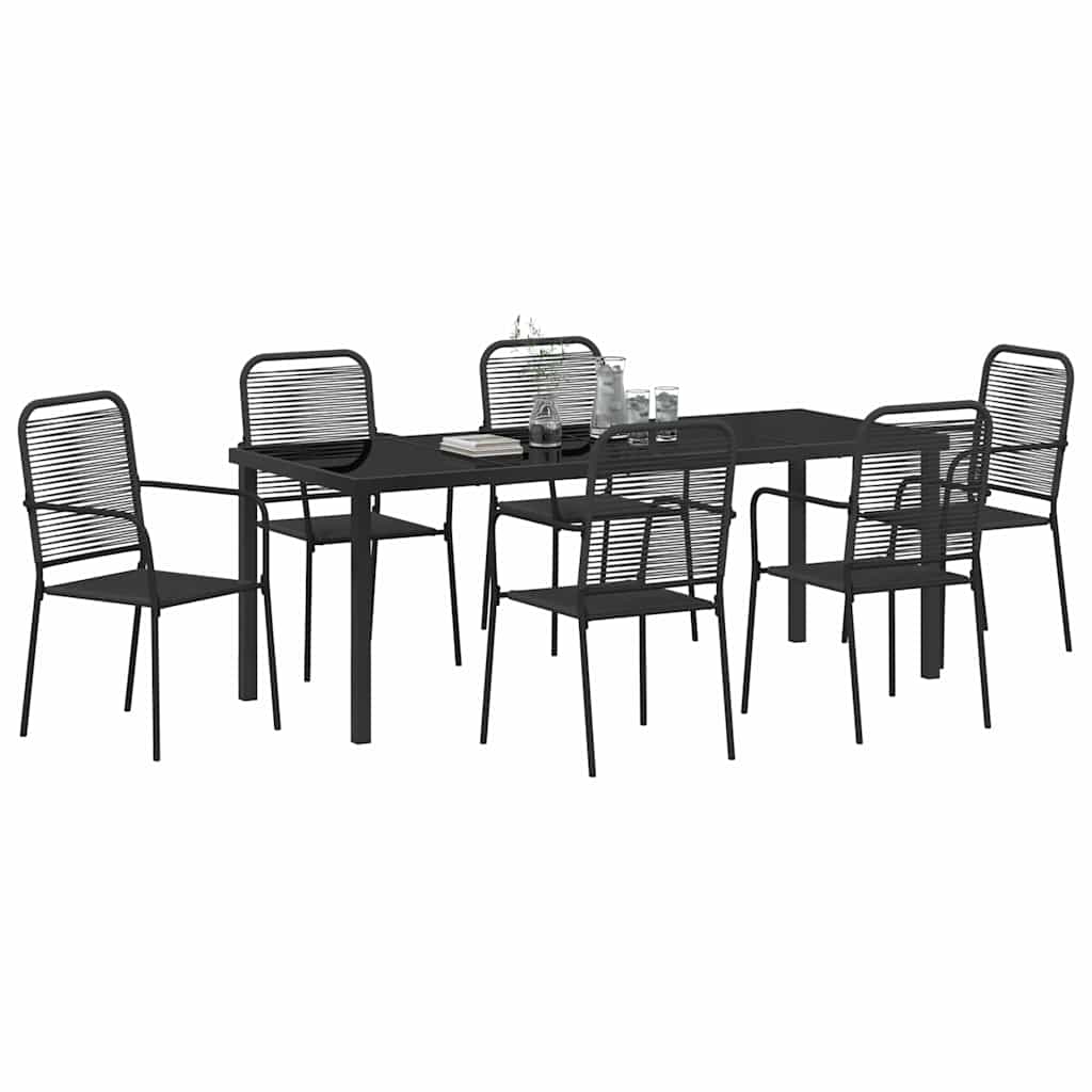 Tuin eettafelset 7 pcs Zwart Gepoedercoat staal – afbeelding 3