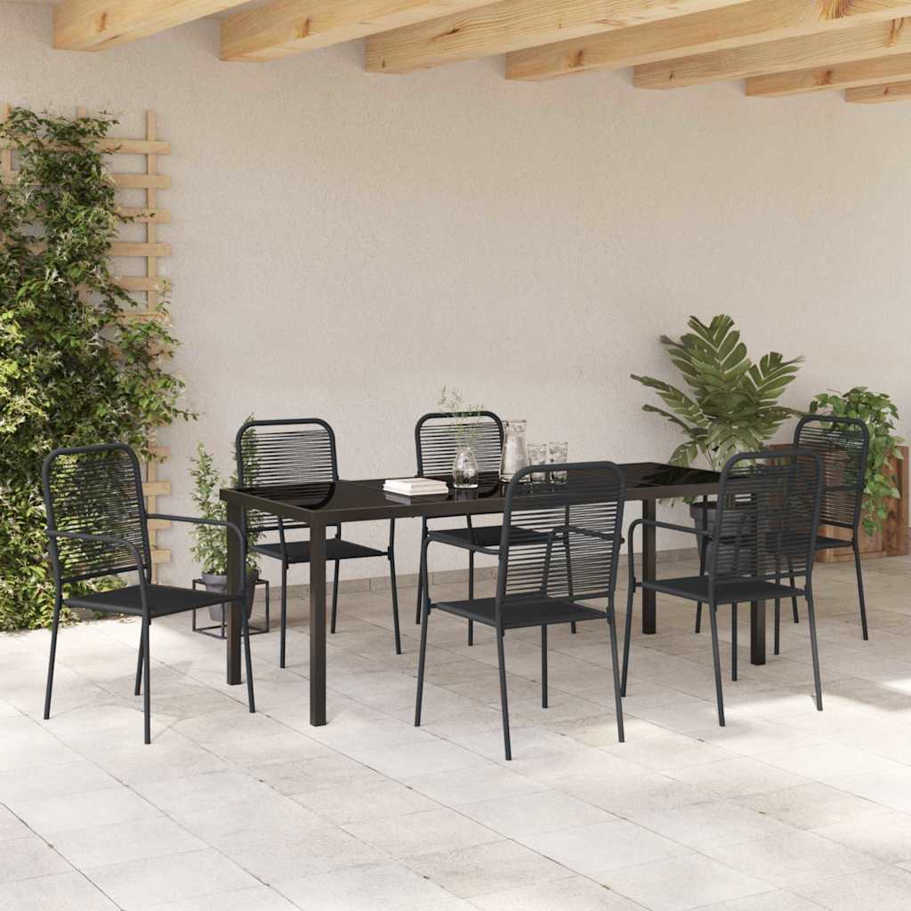 Tuin eettafelset 7 pcs Zwart Gepoedercoat staal – afbeelding 4