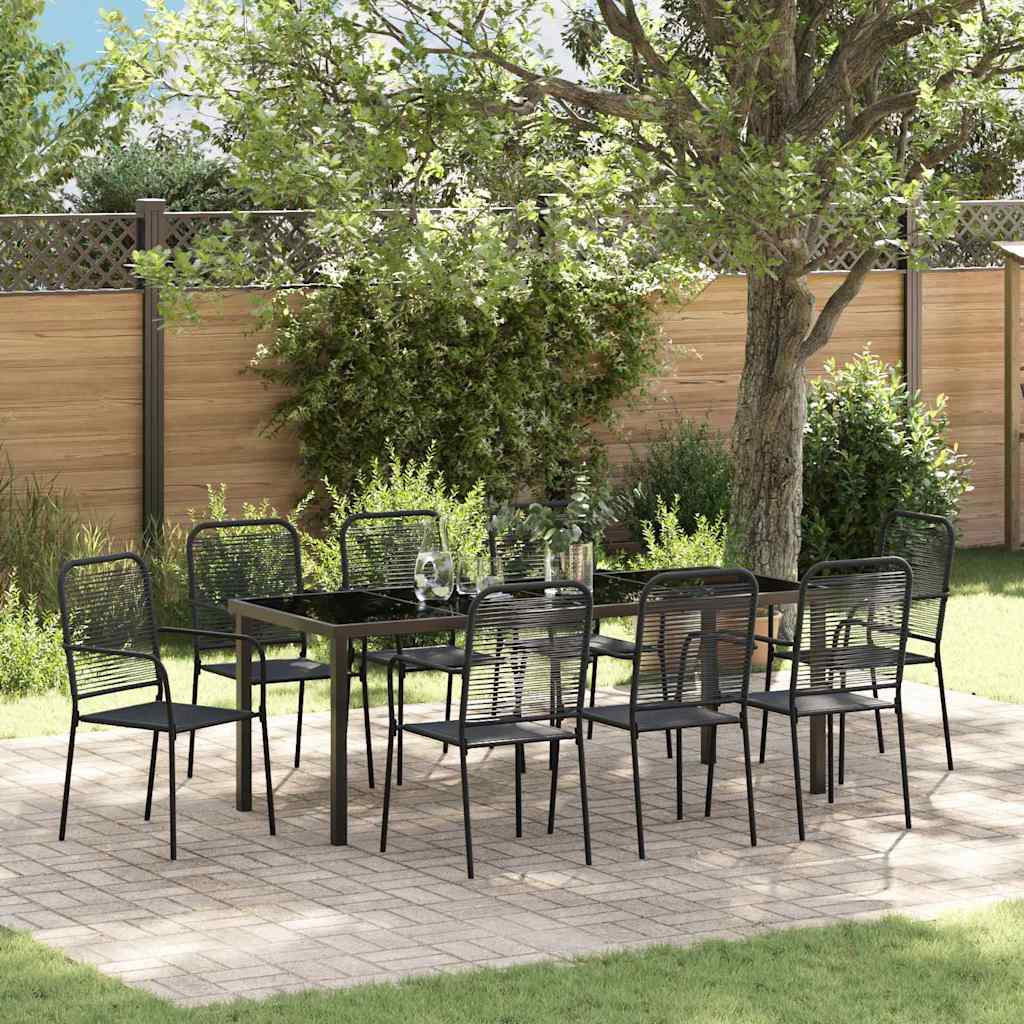 Tuin eettafelset 9 pcs Zwart Gepoedercoat staal – afbeelding 1