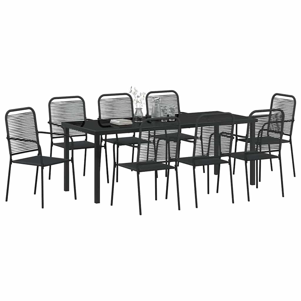 Tuin eettafelset 9 pcs Zwart Gepoedercoat staal – afbeelding 3