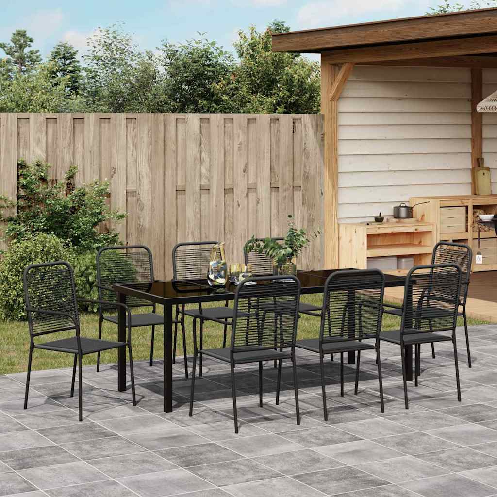 Tuin eettafelset 9 pcs Zwart Gepoedercoat staal – afbeelding 4