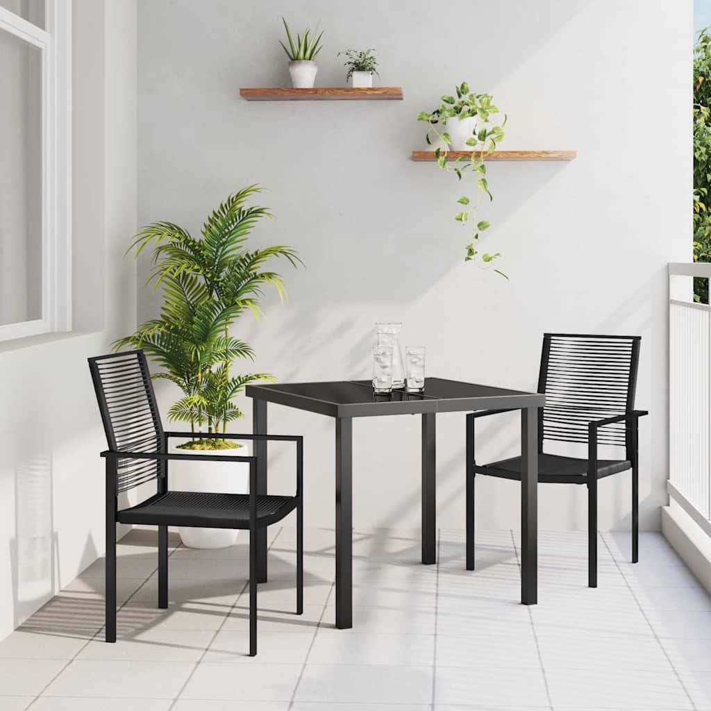 Tuin eettafelset 3 pcs Zwart Gepoedercoat staal – afbeelding 1