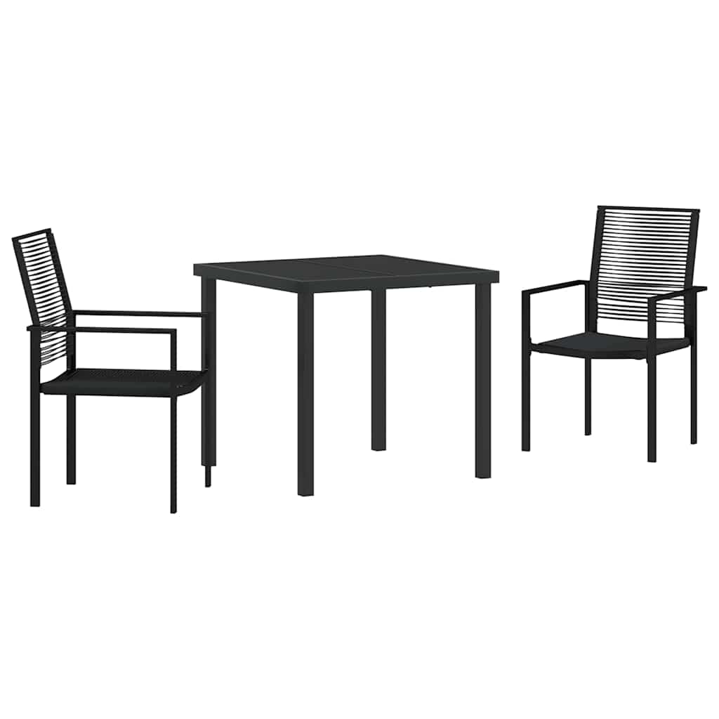 Tuin eettafelset 3 pcs Zwart Gepoedercoat staal – afbeelding 2