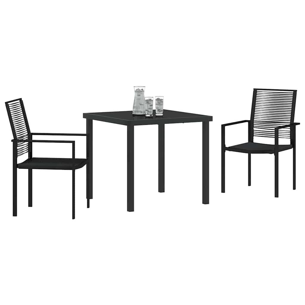 Tuin eettafelset 3 pcs Zwart Gepoedercoat staal – afbeelding 3