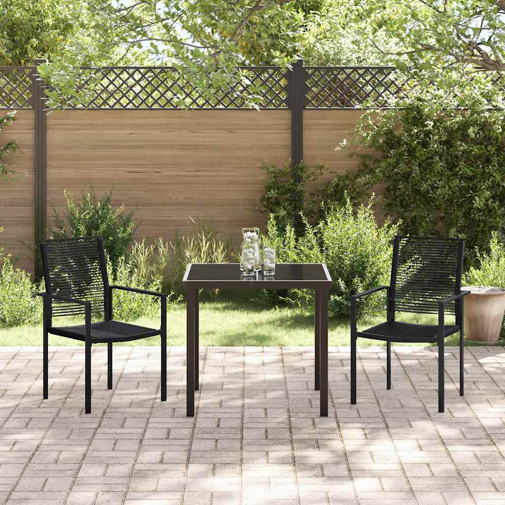 Tuin eettafelset 3 pcs Zwart Gepoedercoat staal – afbeelding 4